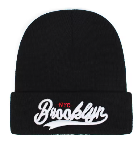 Brooklyn NYC Script Beanie — Black