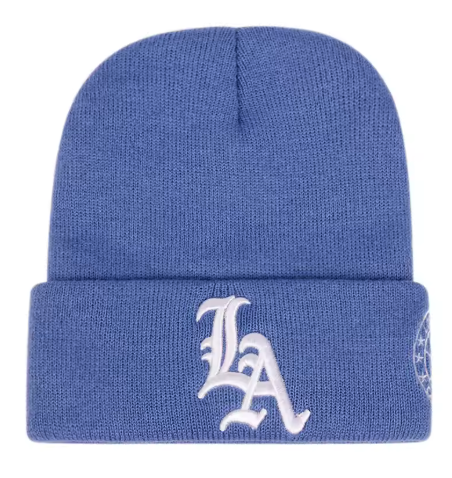 LA Old English Beanie — Sky Blue