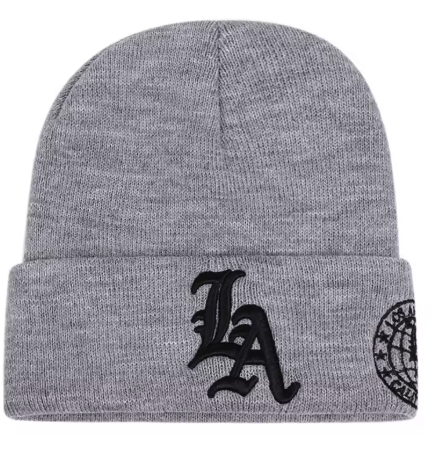 LA Old English Beanie — Heather Grey