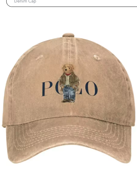 Bear Dad Hat — Washed Khaki Denim