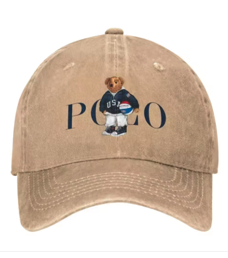 USA Bear Dad Hat — Washed Khaki